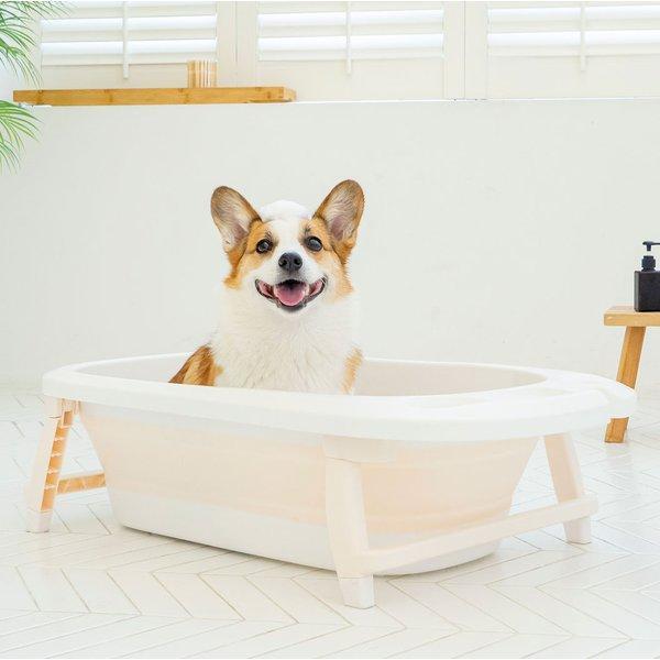 펫트리움 강아지 고양이 접이식 욕조 베이지 애견 목욕